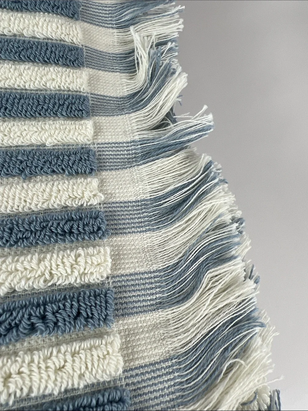 Rachel Zoe Bath Towel Set Blue White Striped with Fringe Soft Cotton 8 Pc NEW